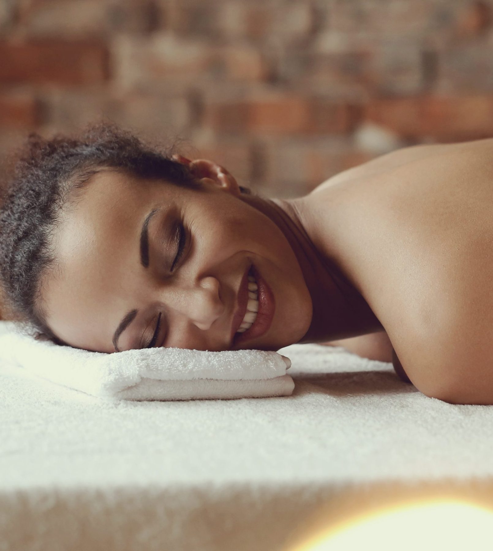 Leisure. Woman in spa salon